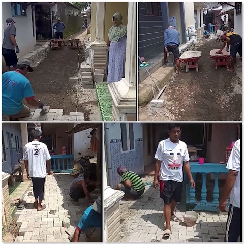 Haji Hendy Paving Jalan Warga di Gladak Pakem, Sumbersari